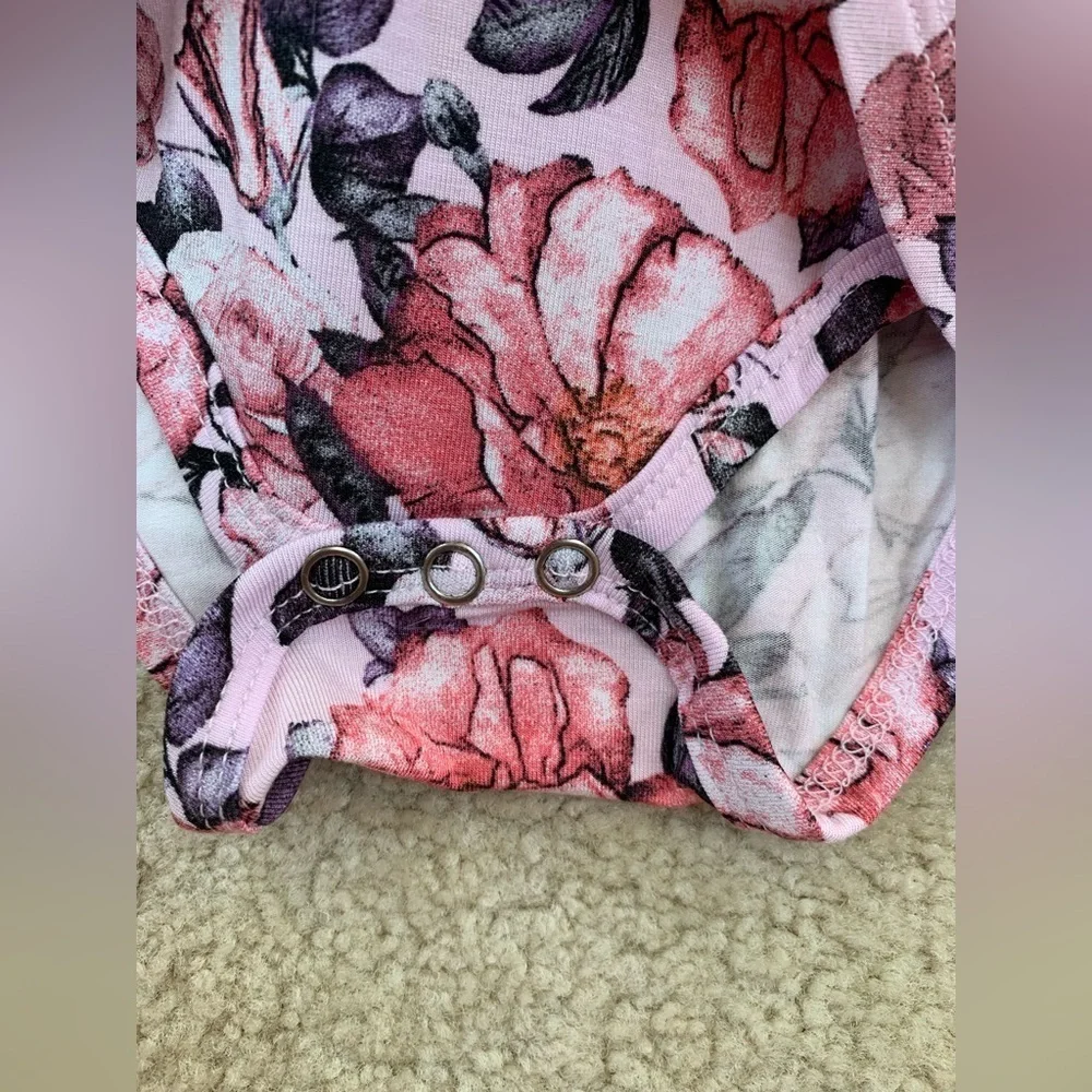 Posh Peanut NWT Size 0-3 Months Vivi Floral Racerback Twirl Bamboo Bodysuit